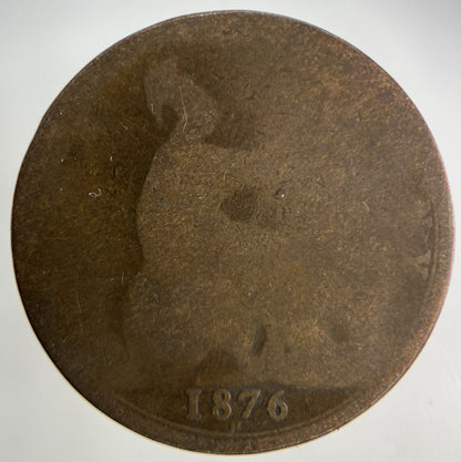 1876 - H Victoria One Penny Coin | Fair Grade