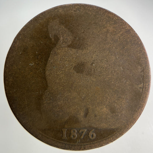 1876 - H Victoria One Penny Coin | Fair Grade
