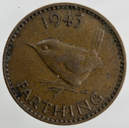 1943 George VI Wren Farthing Coin | Collectable Grade