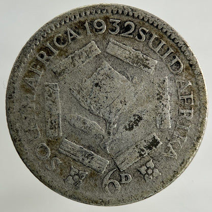 1932 South Africa Sixpence Silver Coin | Fair Grade