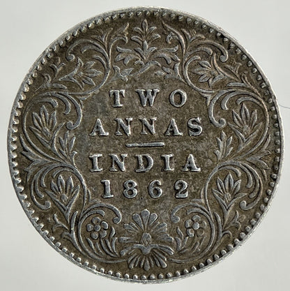 1862 India 2 Annas Silver Coin | Very High Grade