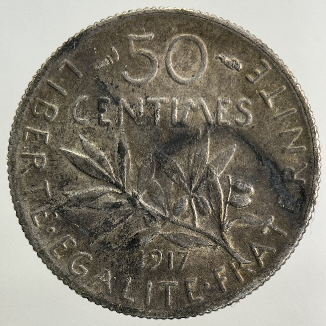 1917 France 50 Centimes Silver Coin | Fine Collectable Grade