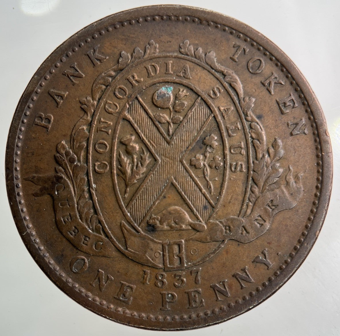 1837 Bank Of Canada One Penny Token Coin | Very High Grade