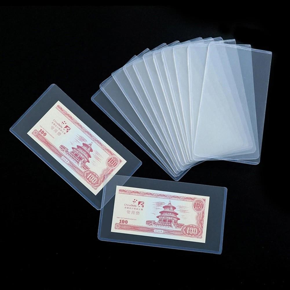 10 x Thick Clear Money Sleeves Currency Banknote Bill Storage Bag Protector