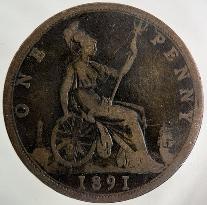 1891 Victoria One Penny Coin | Collectable Grade