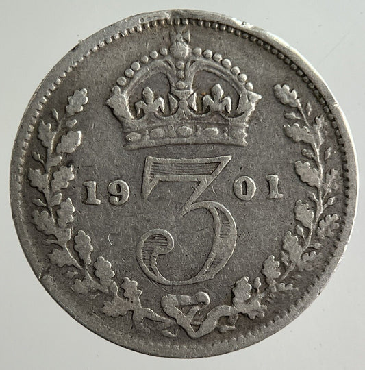 1901 Victoria Threepence Silver Coin | Fine Collectable Grade