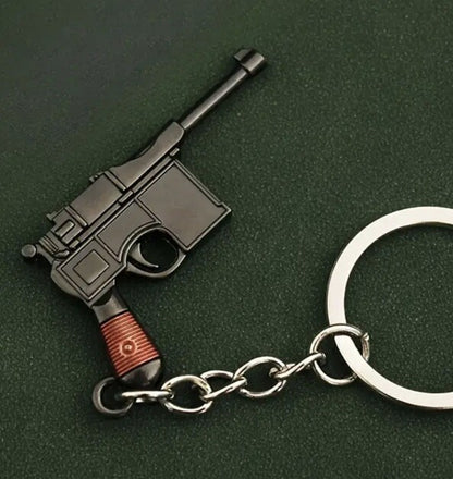Mini German WWI Mauser Pistol Gun Shaped Keyring Premium Keychain Gift UK