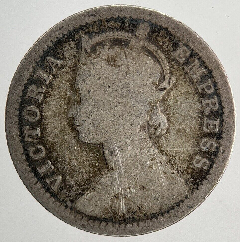 1896 India 1/4 Quarter Rupee Silver Coin | Collectable Grade | a6701