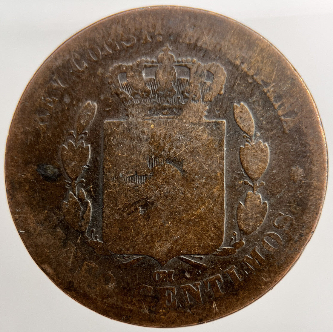 1878 Spain Cinco 5 Centimos Coin | Worn Grade