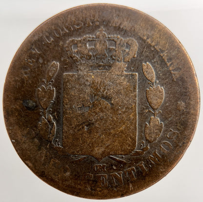 1878 Spain Cinco 5 Centimos Coin | Worn Grade