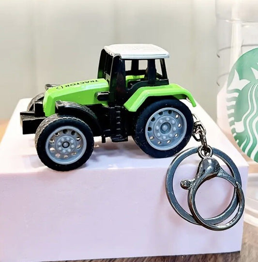 Mini Metal Green Farming Tractor Keyring Premium Keychain Gift UK