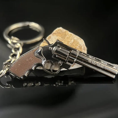 Mini Classic Revolver Pistol Gun Shaped Keyring Premium Keychain Gift UK