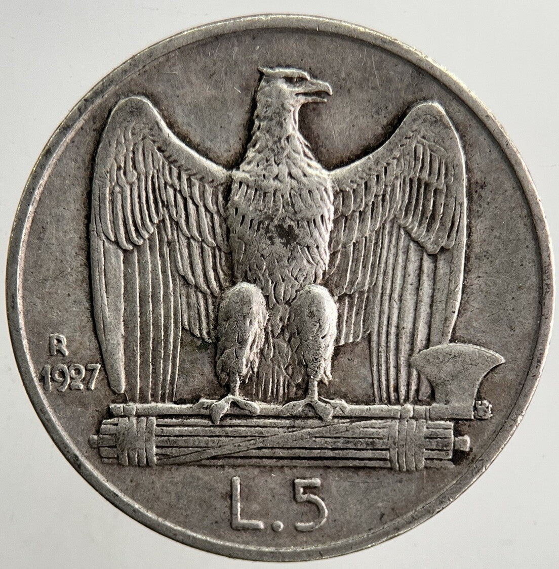 1927 - R Italy 5 Lira Silver Coin | Very High Grade | a5500