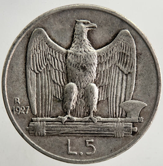 1927 - R Italy 5 Lira Silver Coin | Very High Grade | a5500