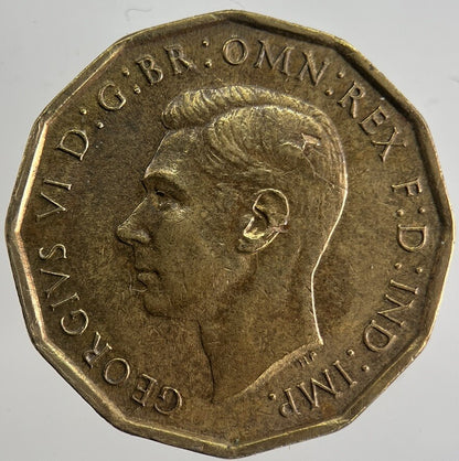 1944 British Brass Threepence Coin | Fine Collectable Grade | a8967