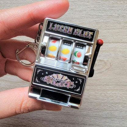 Mini Casino Slot Machine Lucky Slot Shaped Keyring Keychain Gift UK