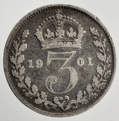 1901 Victoria Threepence | British Silver Coin | Collectable Grade | a2007