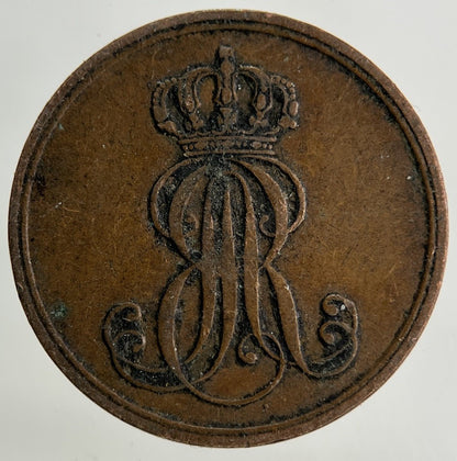 1850 - B Germany 1 Pfennig Coin | Fine Collectable Grade