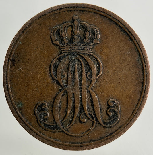 1850 - B Germany 1 Pfennig Coin | Fine Collectable Grade