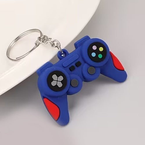 Retro Blue Video Game Controller Shaped Keyring Premium Keychain Gift UK