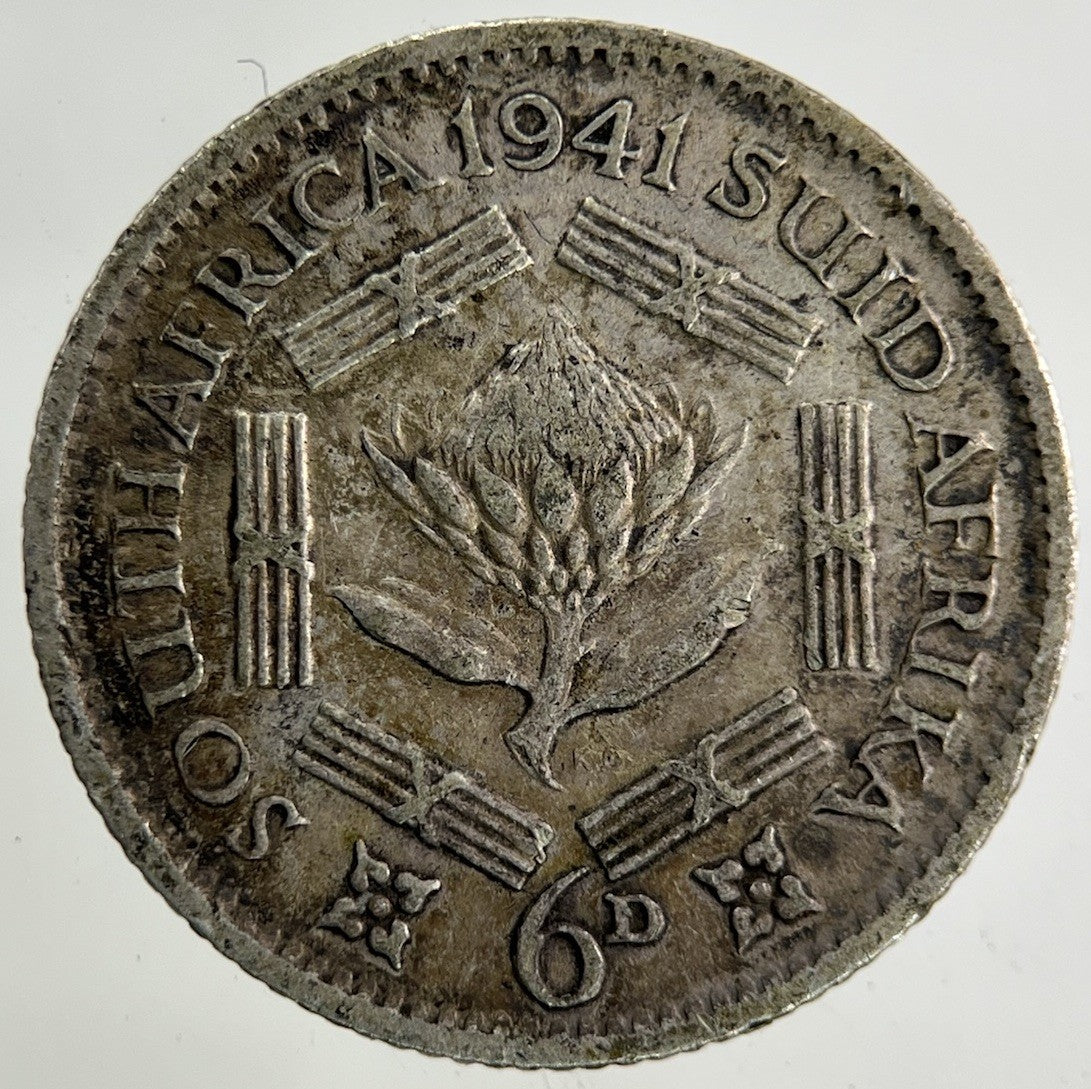 1941 South Africa Sixpence Silver Coin | Fine Collectable Grade