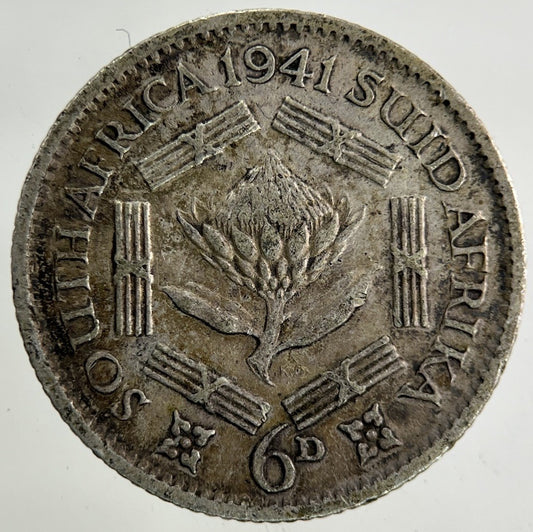 1941 South Africa Sixpence Silver Coin | Fine Collectable Grade