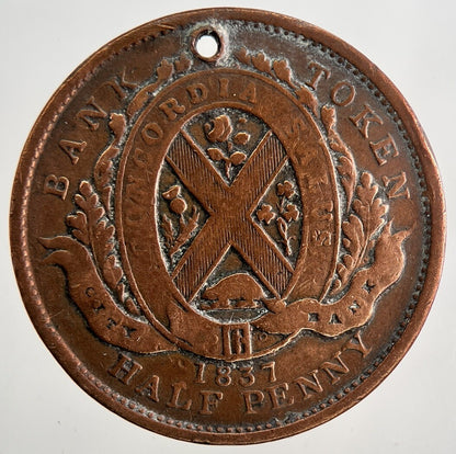 1837 Province Du Bas Canada Bank Half - Penny Token | Collectable Grade | a9494