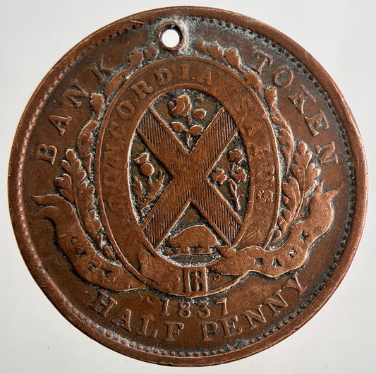 1837 Province Du Bas Canada Bank Half - Penny Token | Collectable Grade | a9494