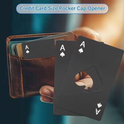 Black Solid Metal Ace Playing Card Casino Gambling Bottle Opener Premium Gift UK