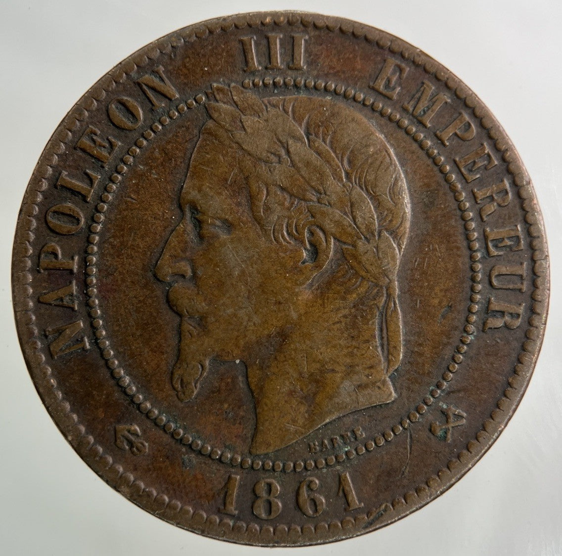 1861 France 10 Centimes Coin | Fine Collectable Grade