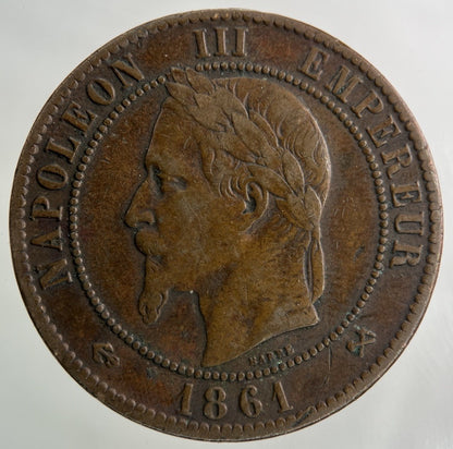 1861 France 10 Centimes Coin | Fine Collectable Grade