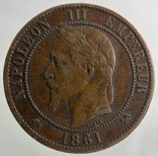 1861 France 10 Centimes Coin | Fine Collectable Grade