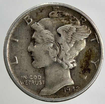 1942 US USA Mercury One Dime Silver Coin | Collectable Grade