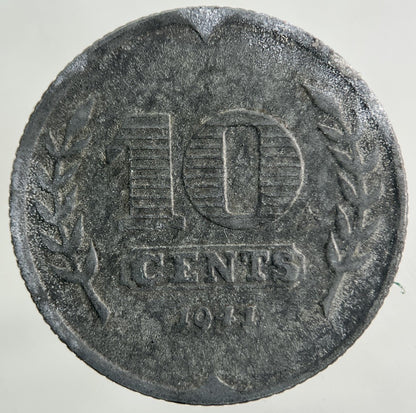 1941 Netherlands 10 Cents Coin | Fine Collectable Grade
