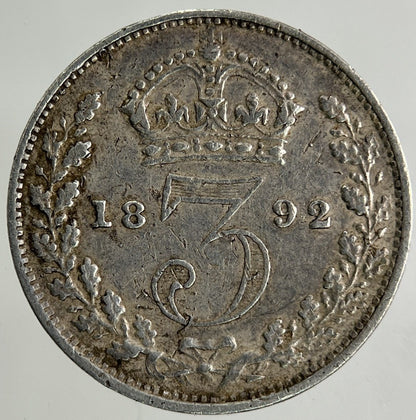 1892 Victoria Threepence Silver Coin | Very High Grade