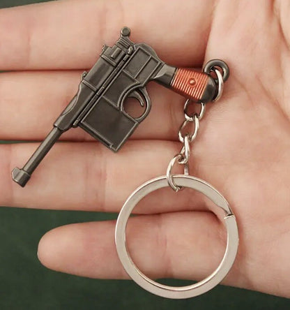 Mini German WWI Mauser Pistol Gun Shaped Keyring Premium Keychain Gift UK