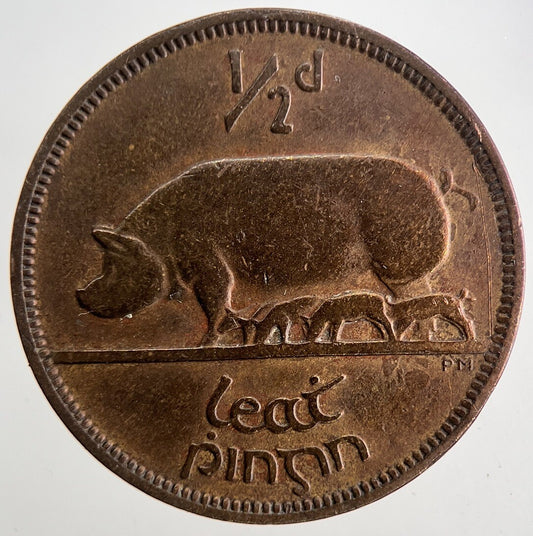 1928 Irish Half - Penny 1/2d Pig Coin | Fine Collectable Grade | a9868