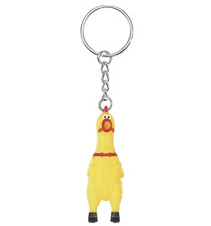 Mini Fun Screaming Chicken Keyring Premium Keychain Gift UK