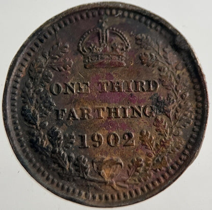 1902 Edward VII 1/3 One Third Farthing Coin | Very High Grade | a8983