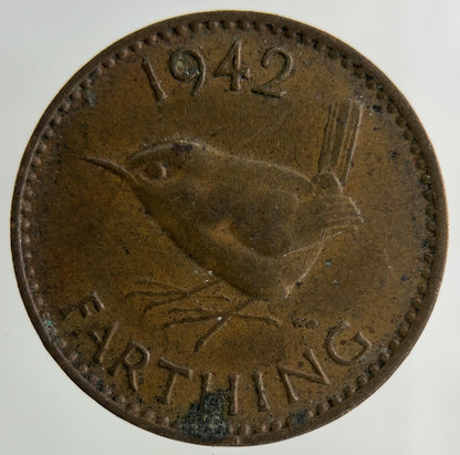 1942 George VI Wren Farthing Coin | Fine Collectable Grade
