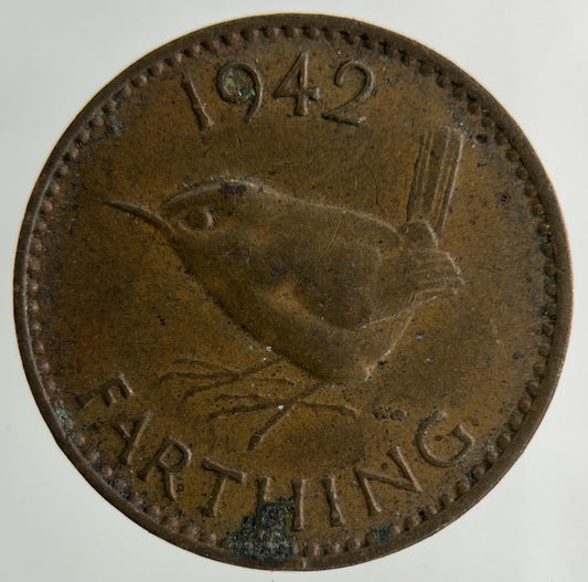 1942 George VI Wren Farthing Coin | Fine Collectable Grade