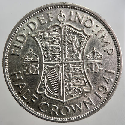 1941 George VI Half - Crown Silver Coin | Fine Collectable Grade | a8073