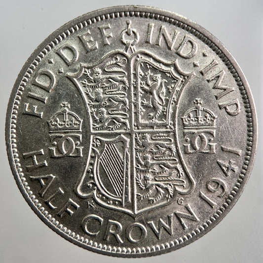 1941 George VI Half - Crown Silver Coin | Fine Collectable Grade | a8073