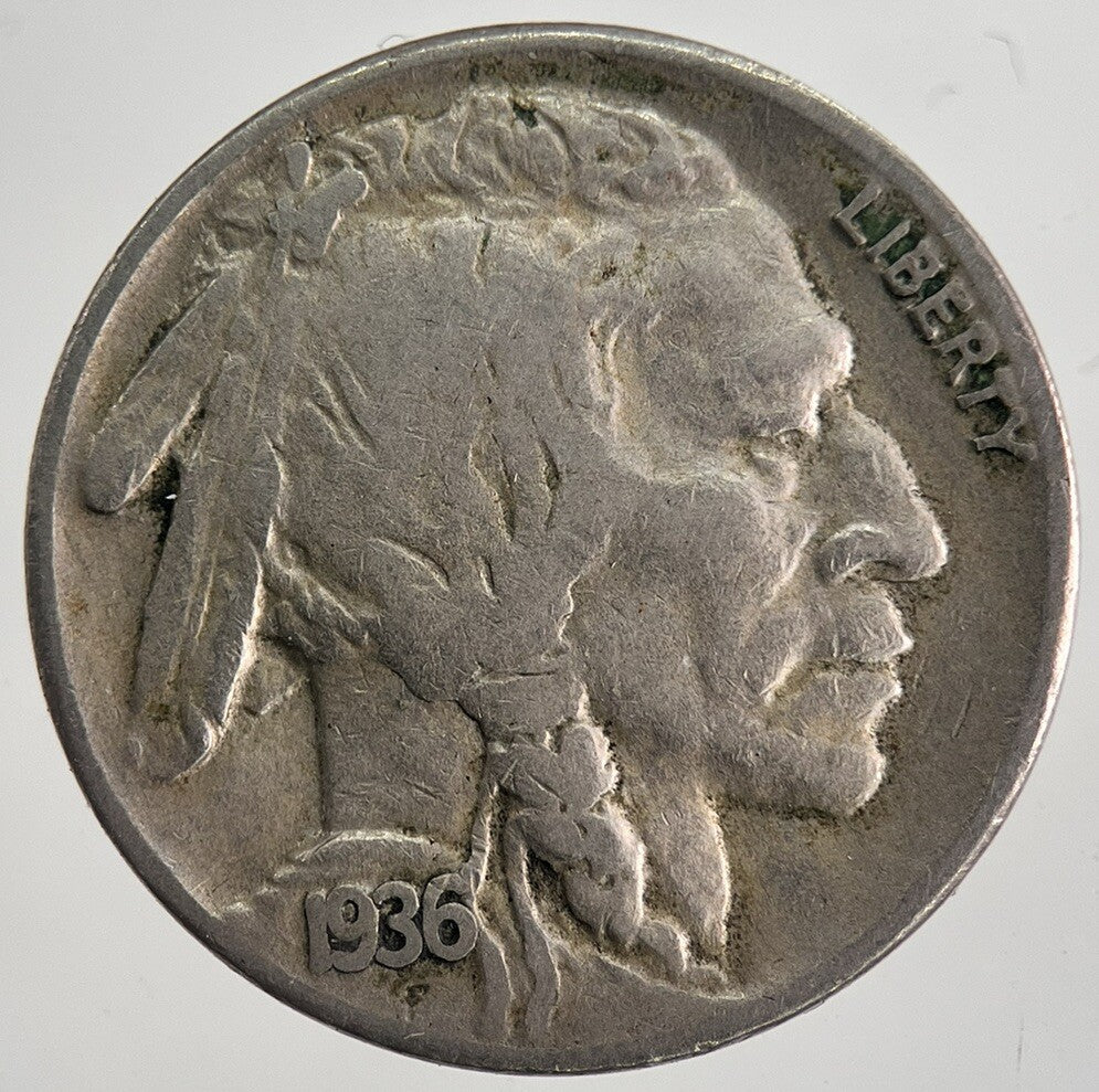 1936 - S US USA Buffalo Indian Head Nickel Coin | Fine Collectable Grade | a8964