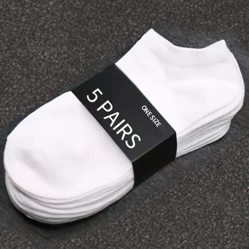 5 Pack Mens Trainer White Ankle Socks Invisible Cotton Low Cut Sports Socks