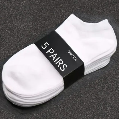 5 Pack Mens Trainer White Ankle Socks Invisible Cotton Low Cut Sports Socks