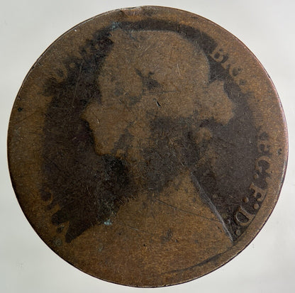1876 - H Victoria One Penny Coin | Worn Grade