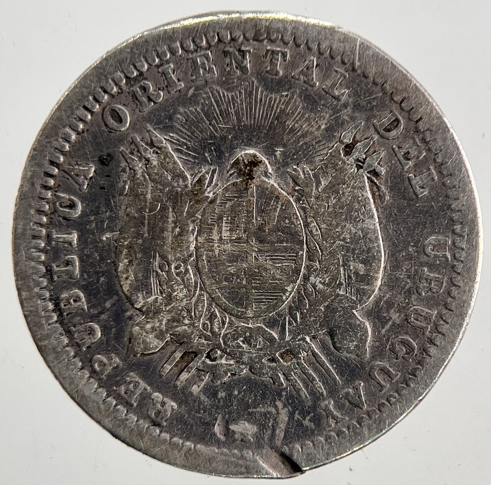 1893 Uruguay 10 Silver Centesimos Coin | Fine Collectable Grade | a9858