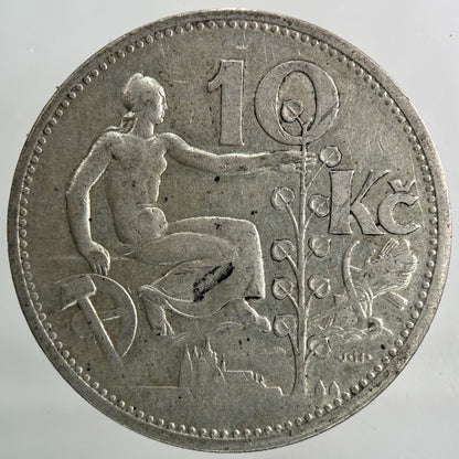 1932 Czech Republic 10 Korun Silver Coin | Fine Collectable Grade