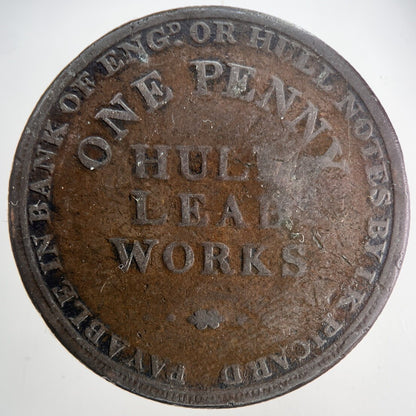 1812 Hull Lead Works One Penny Token Coin | Collectable Grade | a3947